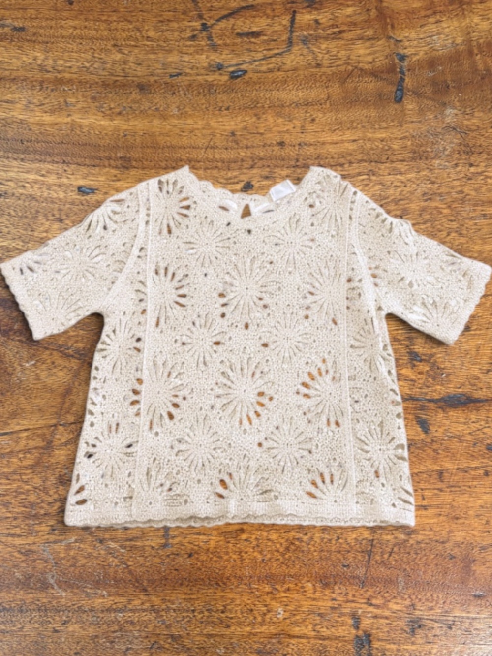 Capri Floral Crochet Knit Boho Top NWT Size M
